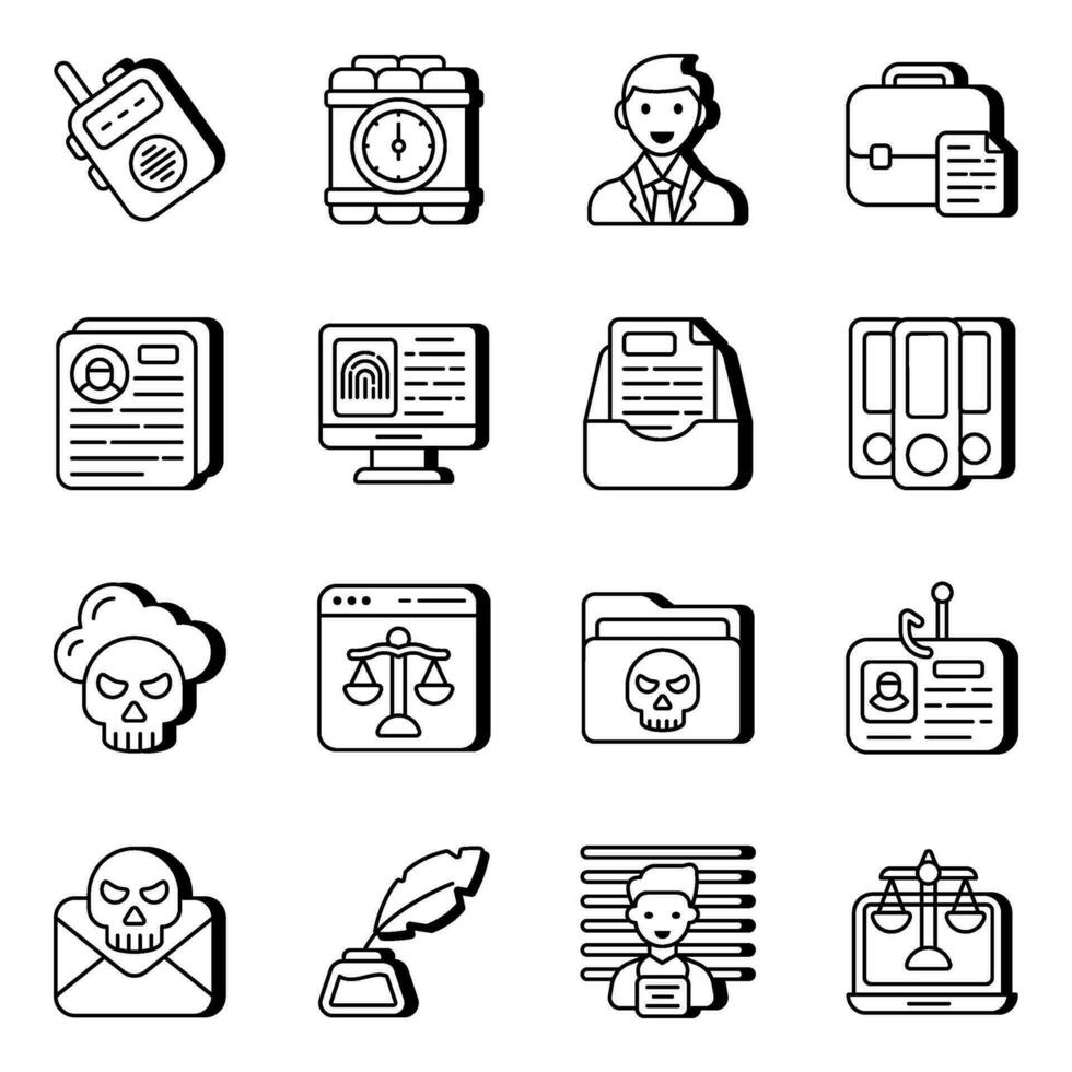 Pack of Law and Justice Llinear Icons vector