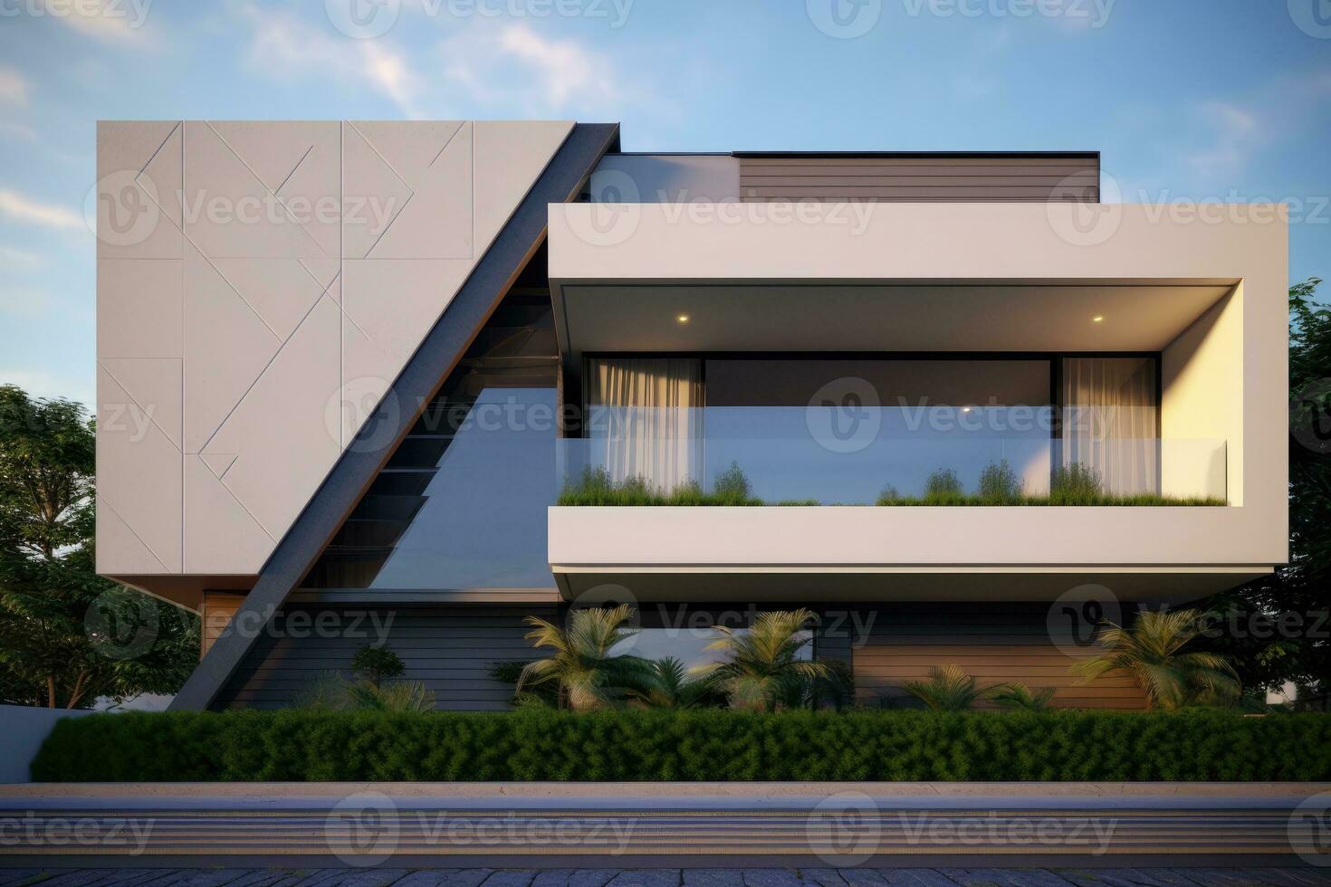 modern residential marquee facade architechture AI Generative photo