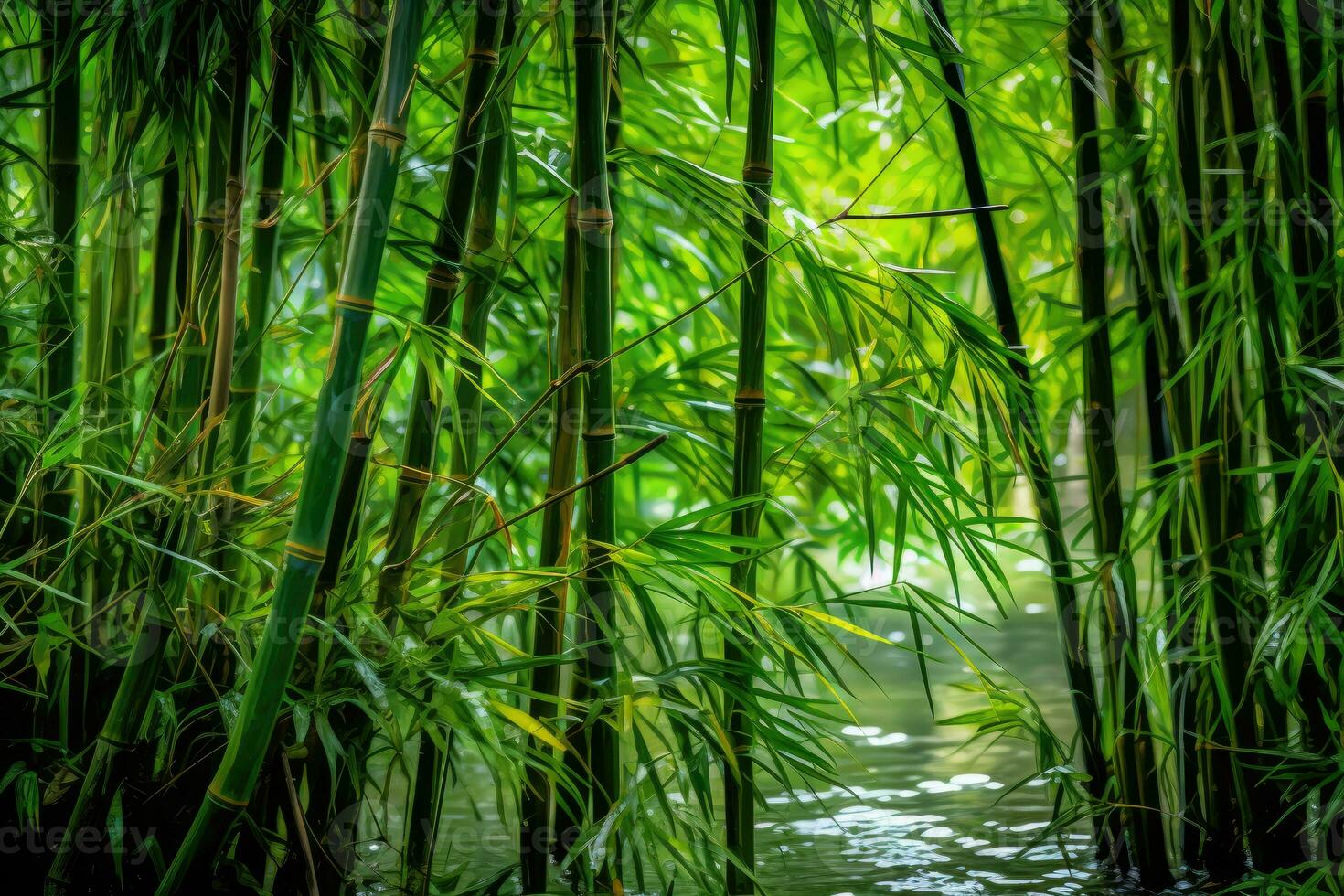 the green bamboo AI Generative photo
