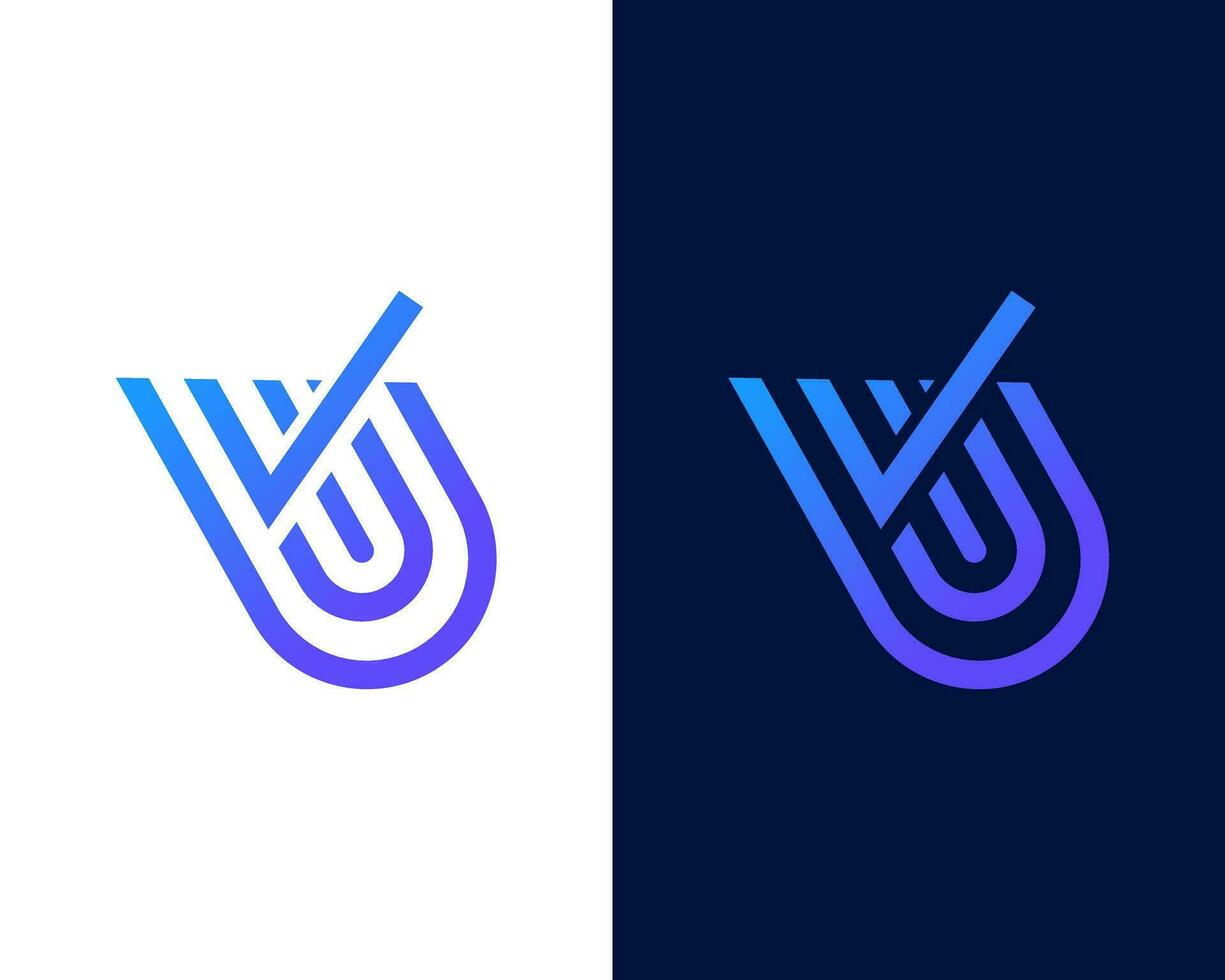 Letter u with right mark modern app logo design template vector