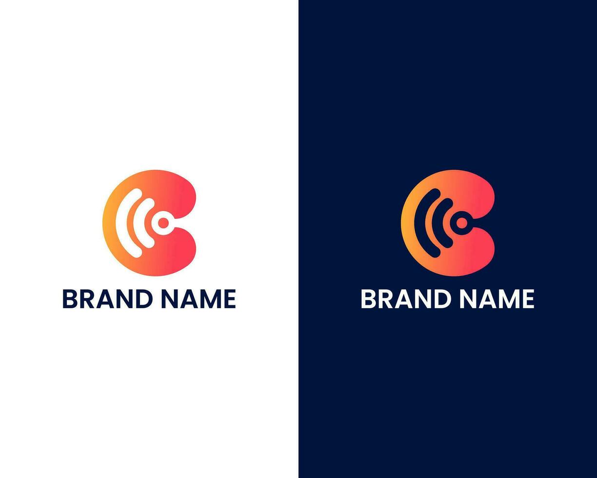 Letter c with wifi icon modern business logo design template vector
