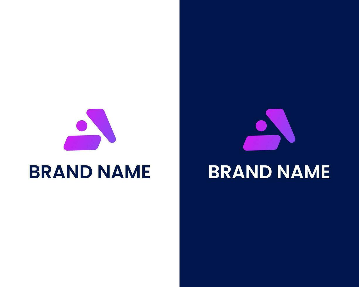 Abstract Media play logo with man icon logo vector