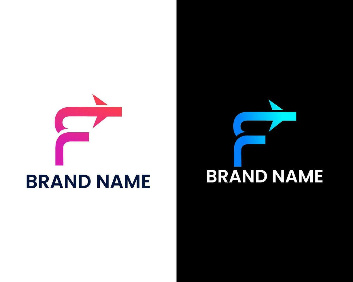 F with plane travel, finance, arrow logo design template vector