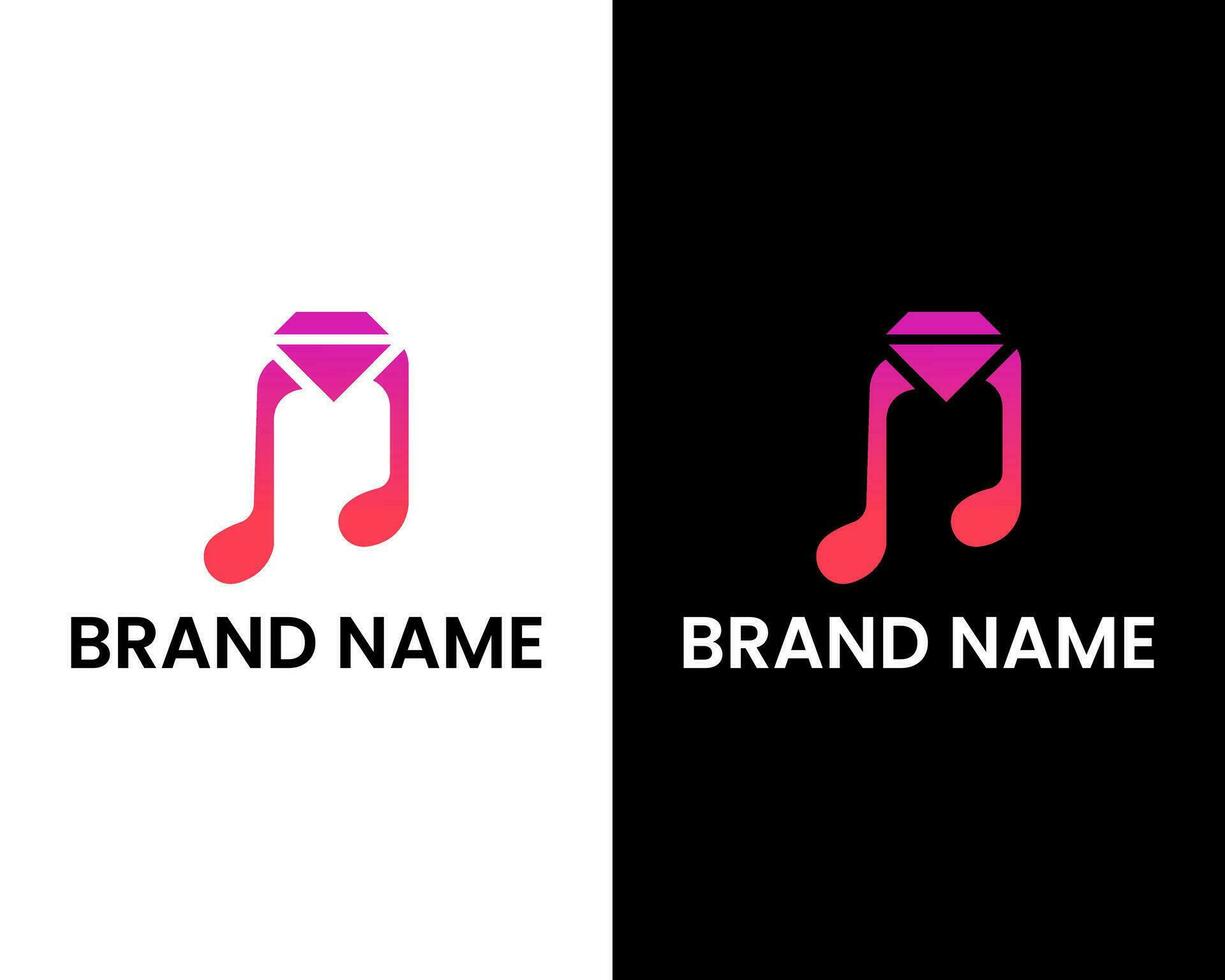 Diamond with music combination modern app logo design vector