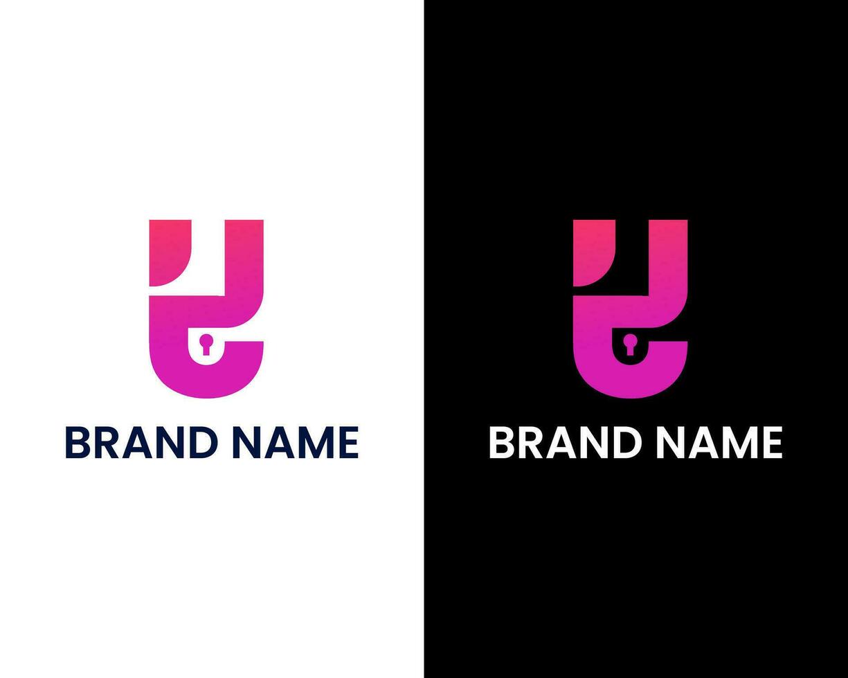 Y with lock logo concept modern business logo design vector