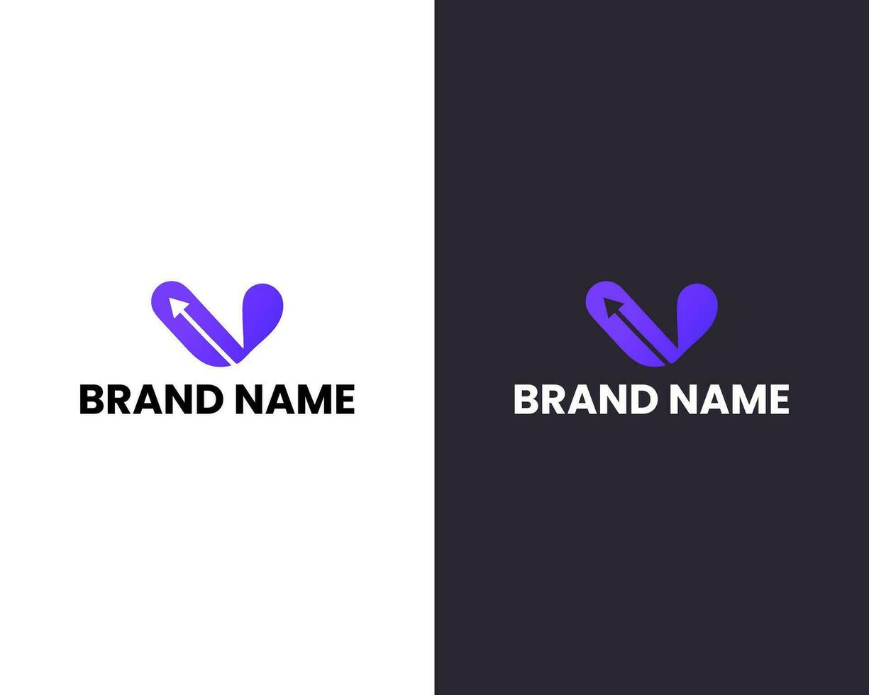V with arrow modern business logo design template vector