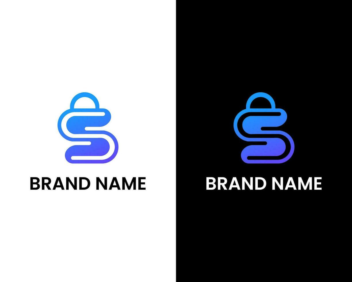 S with bag icon modern monogram app logo design template vector