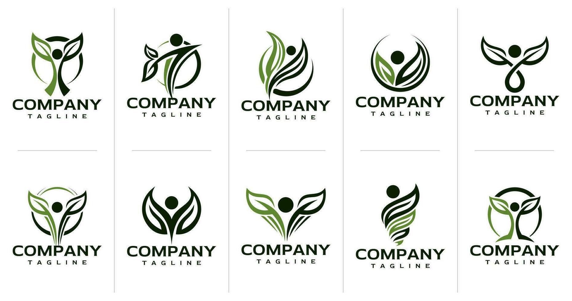 Simple abstract human leaf logo design bundle vector