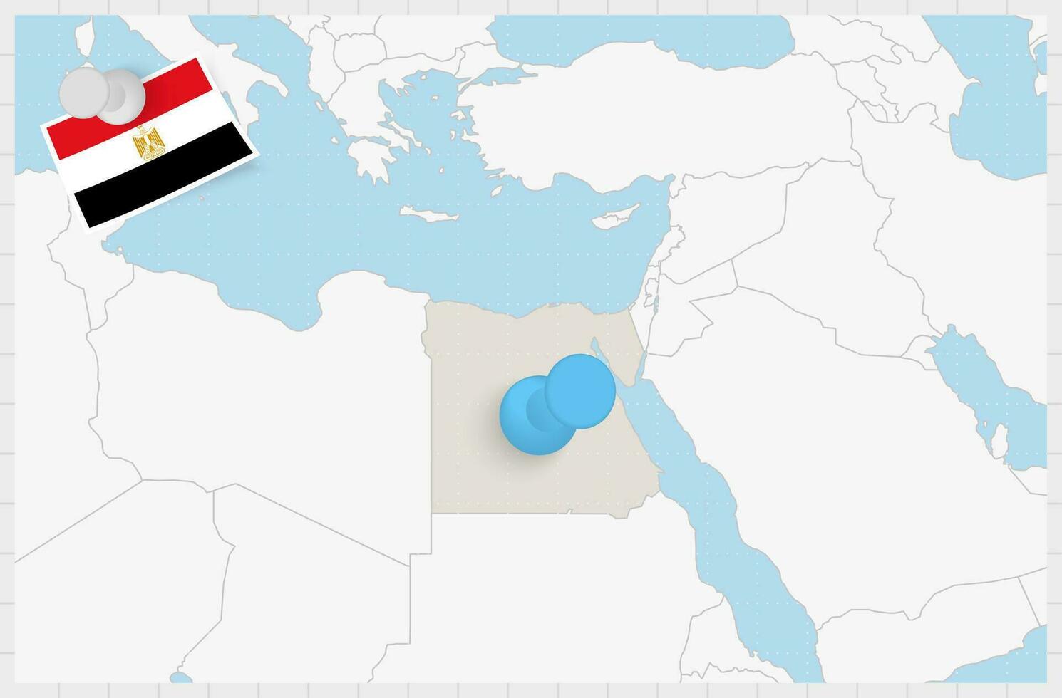 Map of Egypt with a pinned blue pin. Pinned flag of Egypt. vector