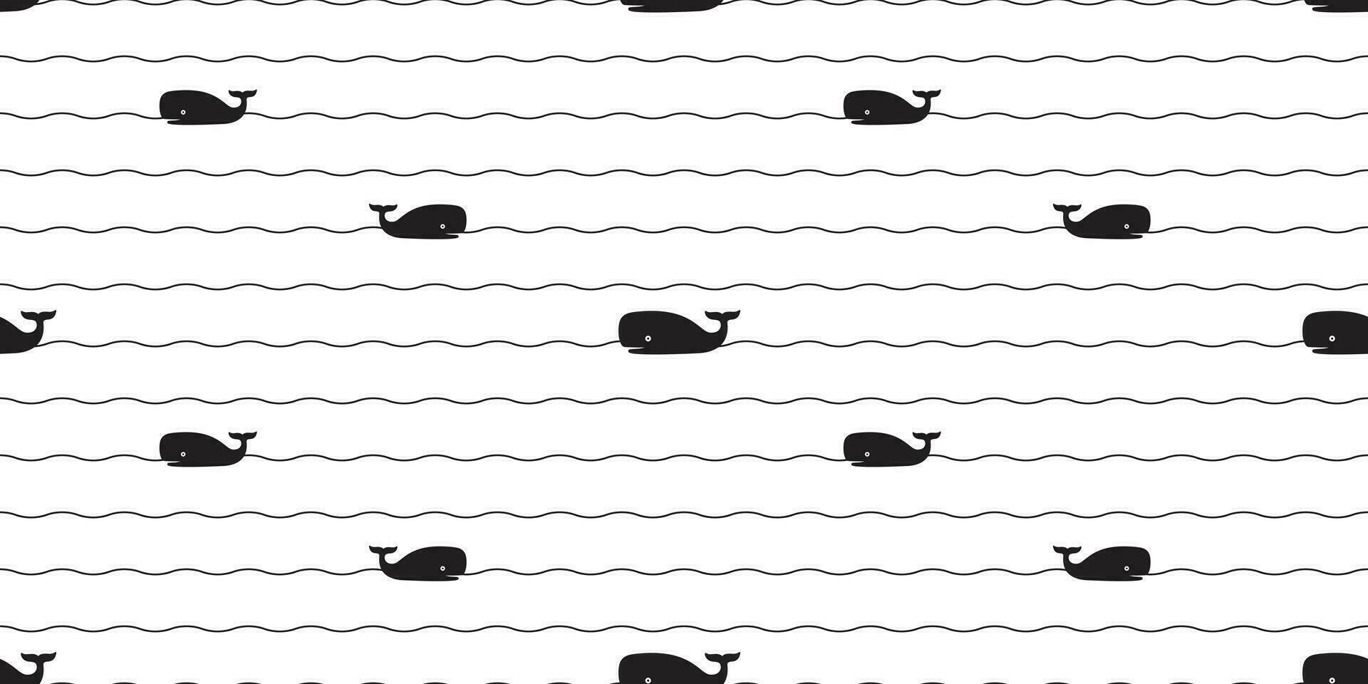 Whale Seamless pattern shark vector fish tuna doodle cartoon salmon wave ocean sea scarf isolated repeat wallpaper tile background illustration design