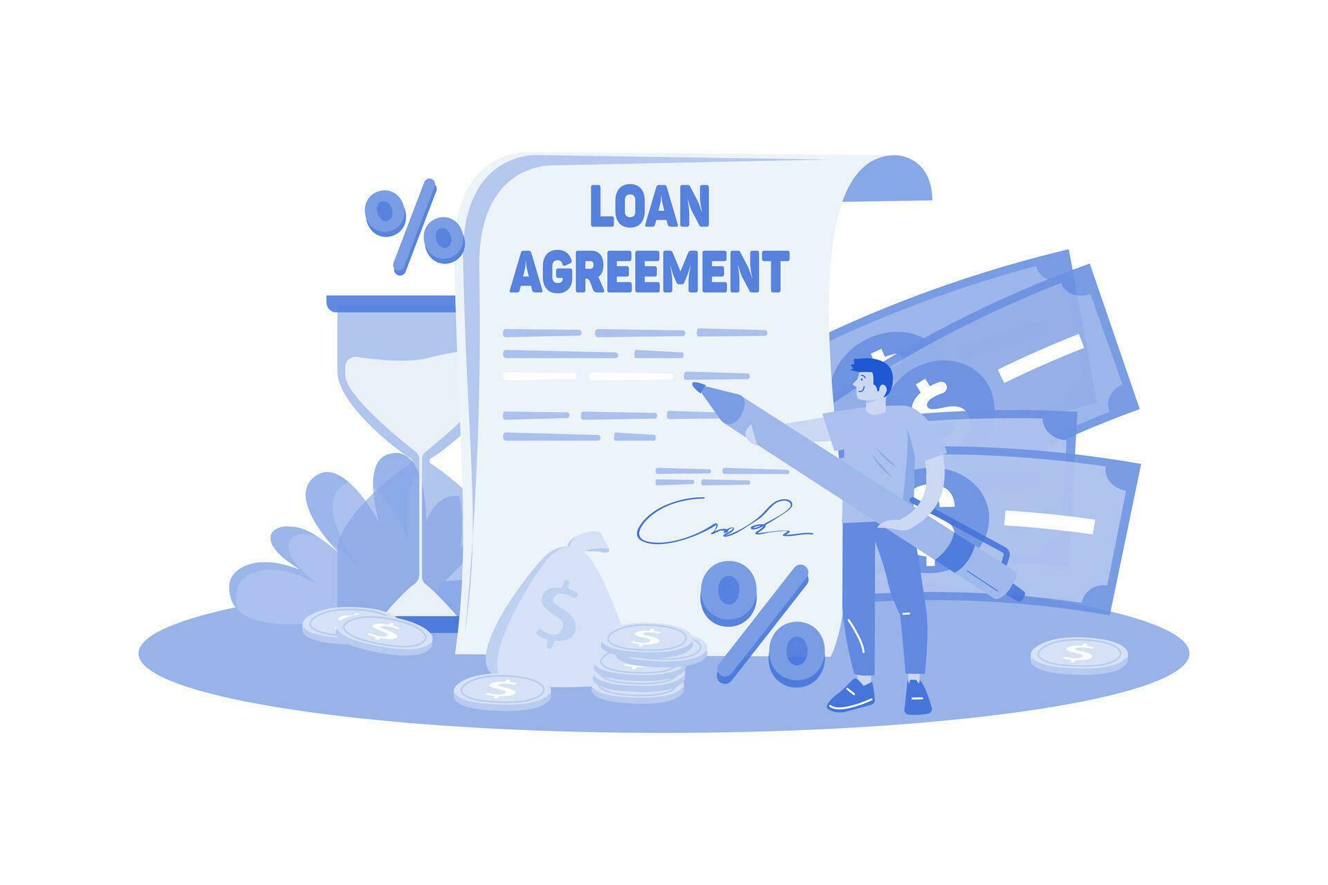 Man With The Loan Agreement 33492291 Vector Art at Vecteezy