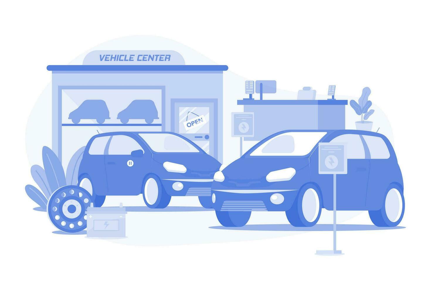 Electronic Vehicle Center Concept vector