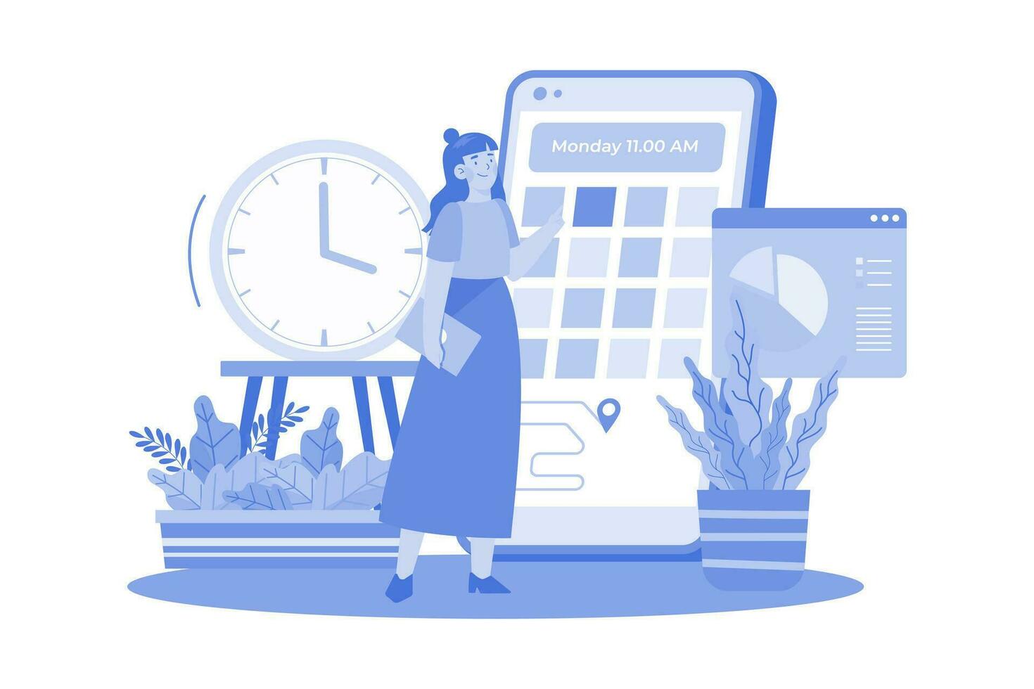 Woman Looking At The Appointment vector