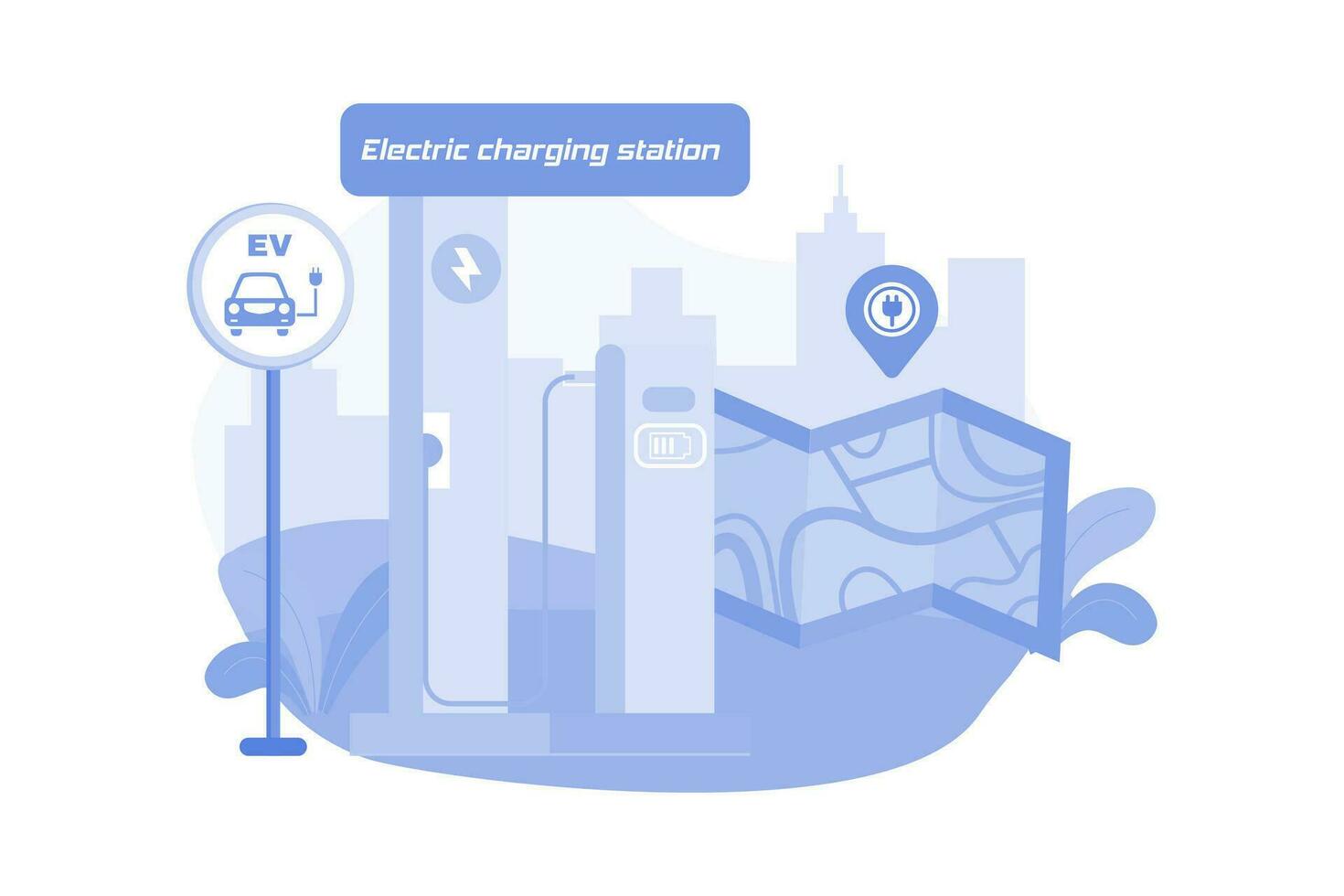 ubicación de la estación de carga eléctrica vector