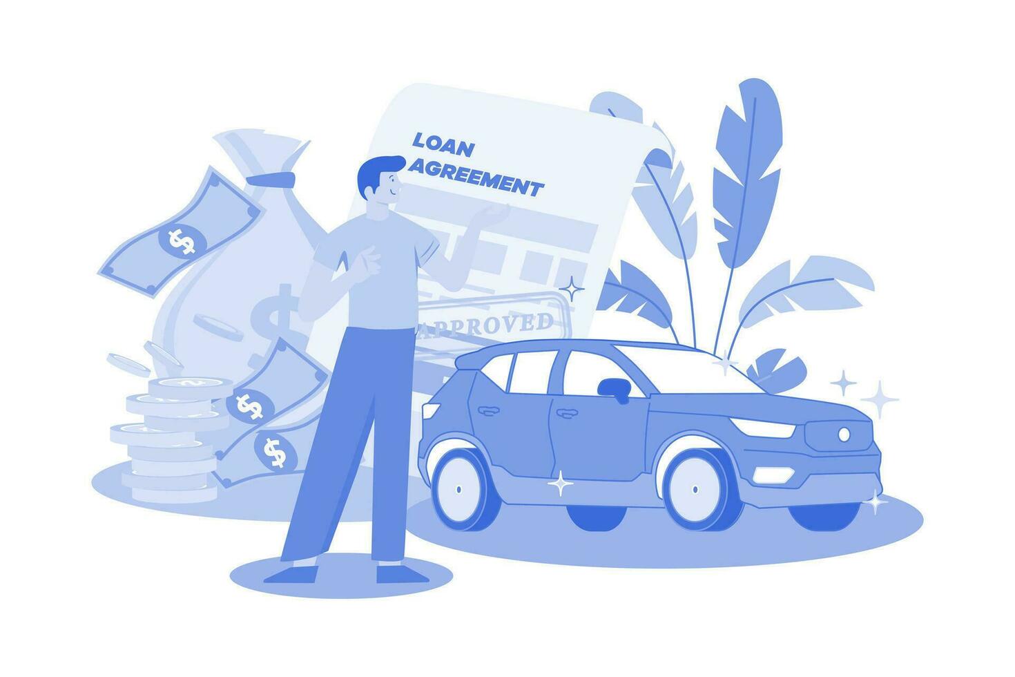 Man Getting A Car Loan Approved vector