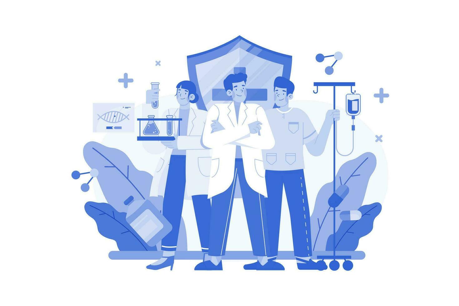 médico equipo ilustración concepto en un blanco antecedentes vector