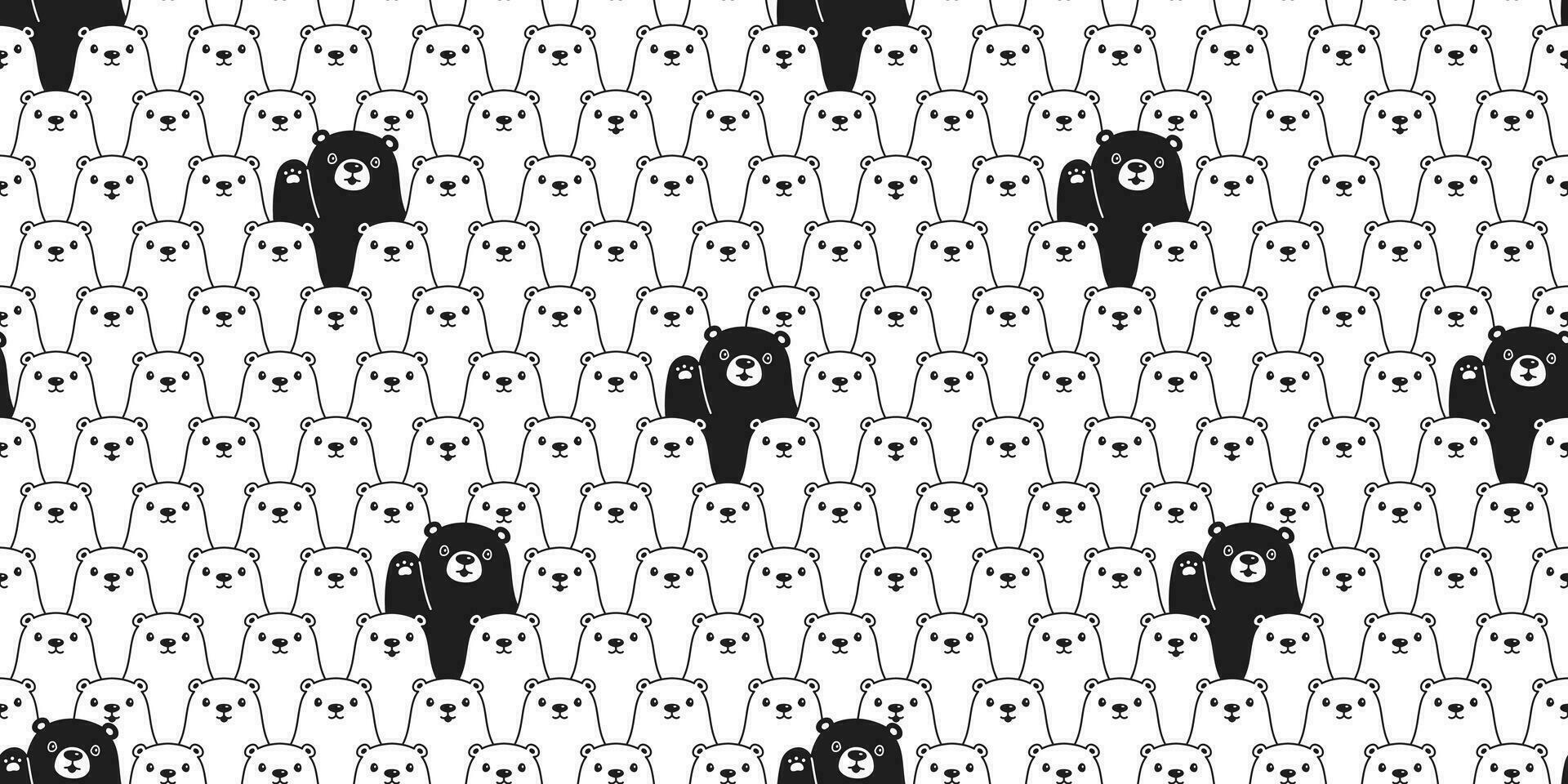 Bear seamless pattern polar bear vector teddy scarf isolated teddy cartoon repeat background tile wallpaper illustration doodle design