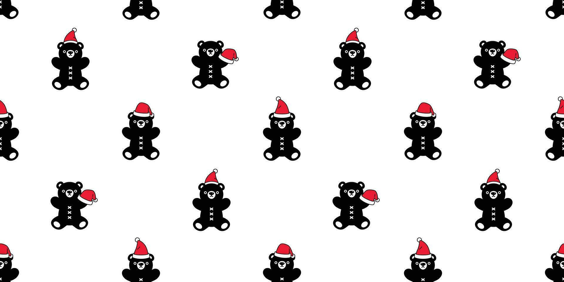 oso sin costura modelo Navidad vector polar oso Papa Noel claus sombrero osito de peluche bufanda aislado dibujos animados repetir antecedentes loseta fondo de pantalla ilustración diseño