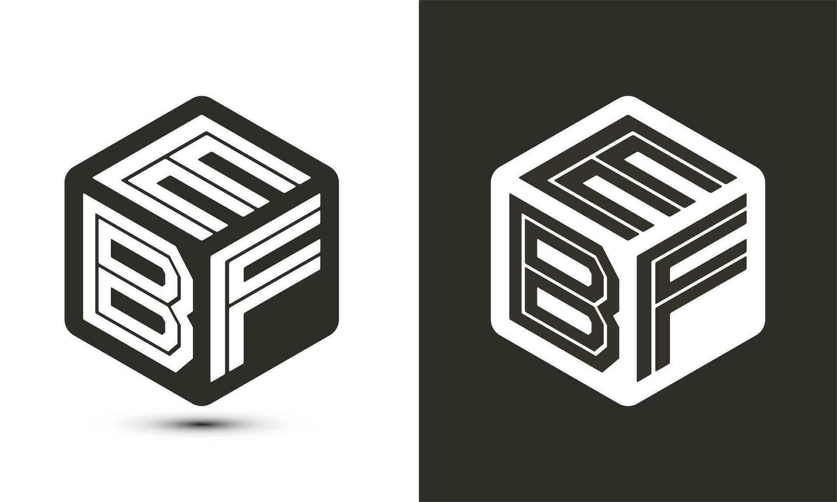 EBF letter logo design with illustrator cube logo, vector logo modern alphabet font overlap style.