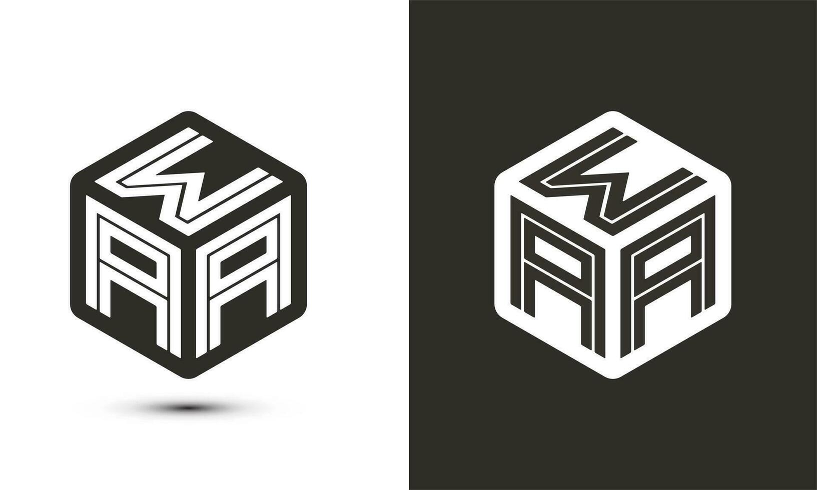 WAA letter logo design with illustrator cube logo, vector logo modern alphabet font overlap style.