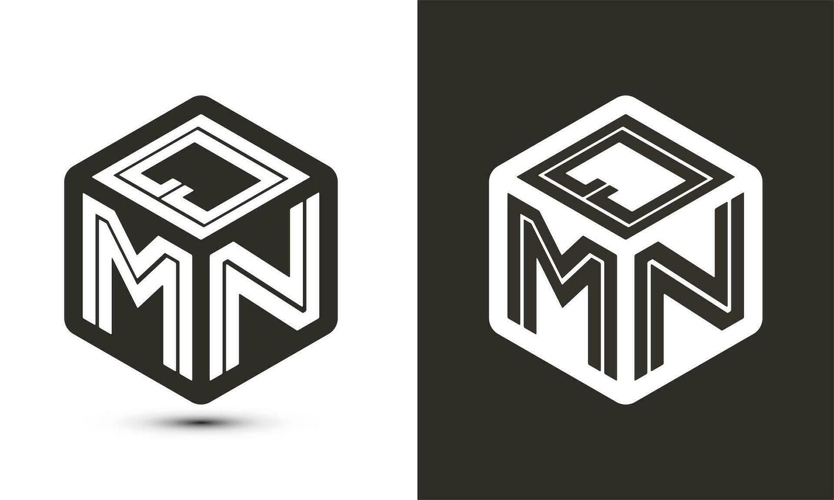 QMN letter logo design with illustrator cube logo, vector logo modern alphabet font overlap style.