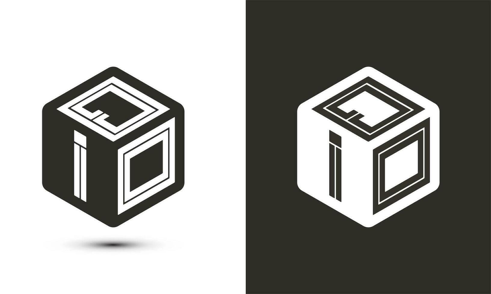QIO letter logo design with illustrator cube logo, vector logo modern alphabet font overlap style.
