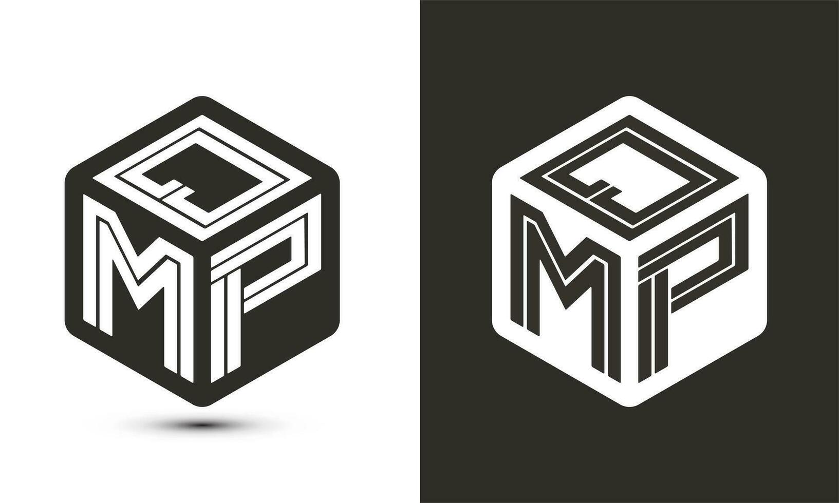 qmp letra logo diseño con ilustrador cubo logo, vector logo moderno alfabeto fuente superposición estilo.