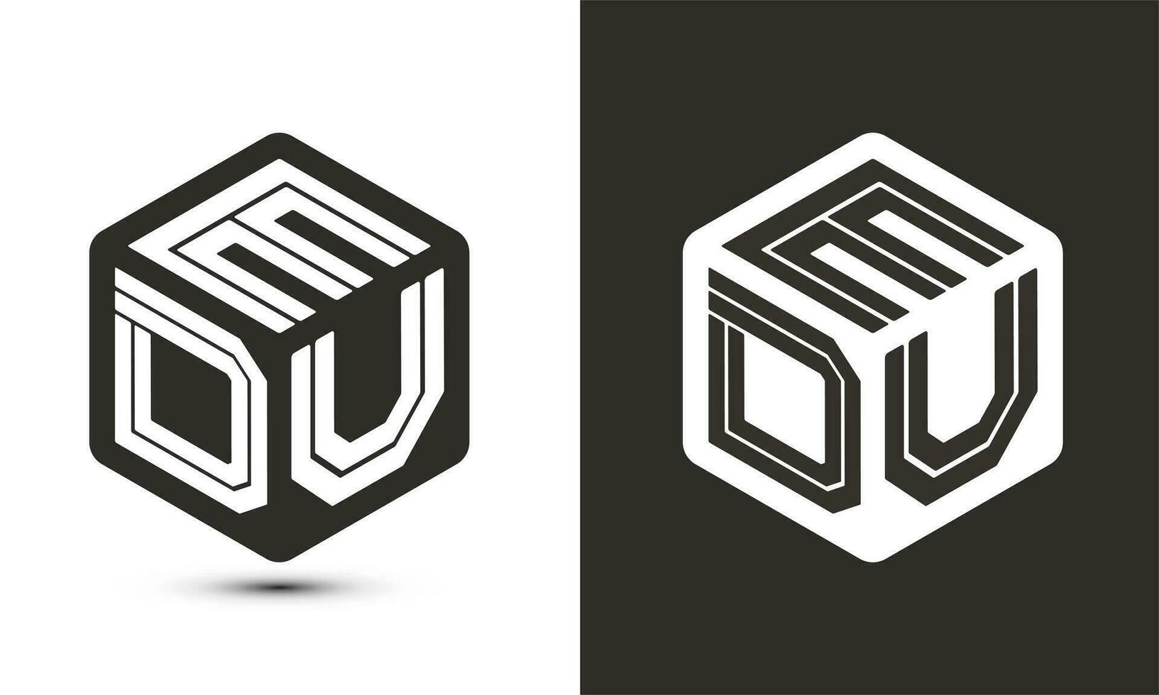 EDU letter logo design with illustrator cube logo, vector logo modern alphabet font overlap style.