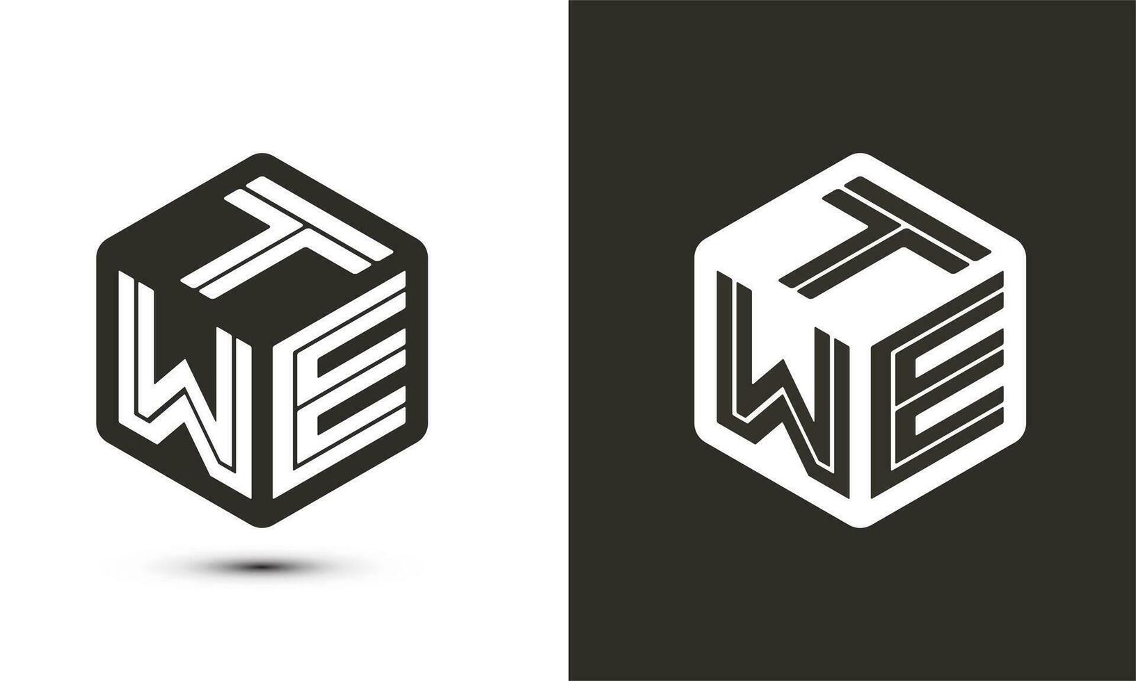 t w e letter logo design with illustrator cube logo, vector logo modern alphabet font overlap style. Premium Business logo icon. White color on black background
