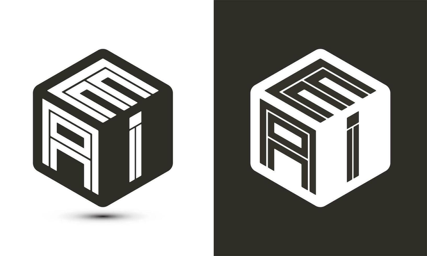 EAI letter logo design with illustrator cube logo, vector logo modern alphabet font overlap style.
