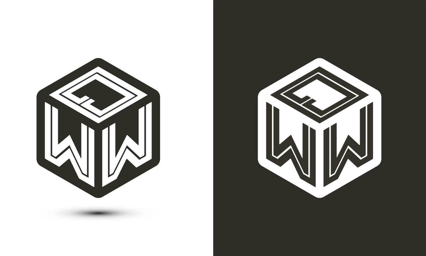 QWW letter logo design with illustrator cube logo, vector logo modern alphabet font overlap style.