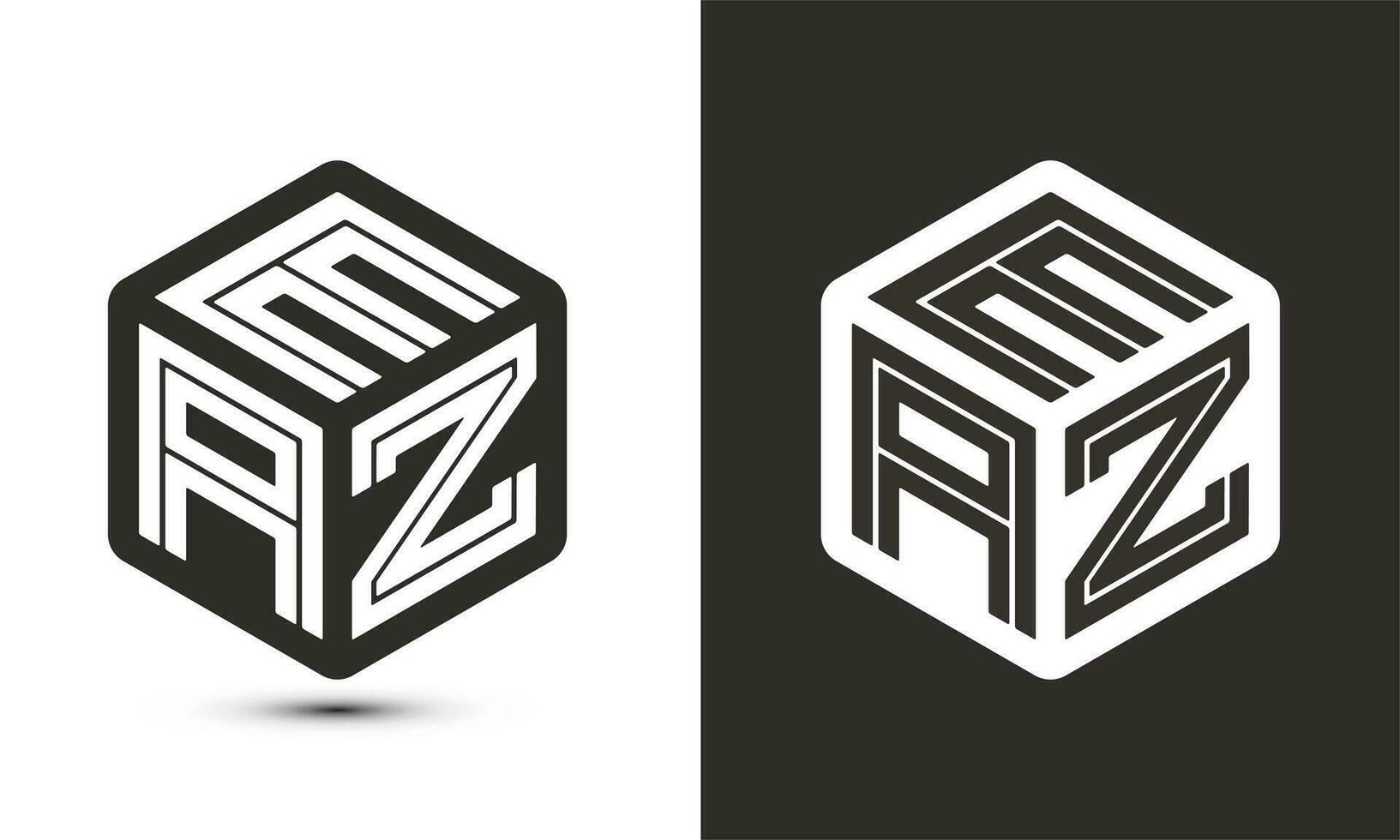 EAZ letter logo design with illustrator cube logo, vector logo modern alphabet font overlap style.