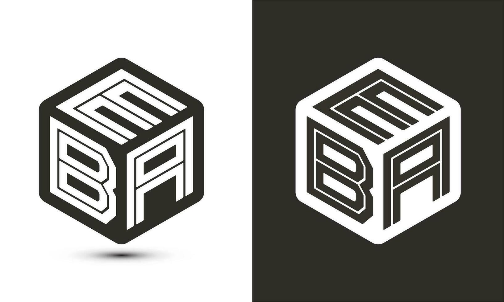 EBA letter logo design with illustrator cube logo, vector logo modern alphabet font overlap style.