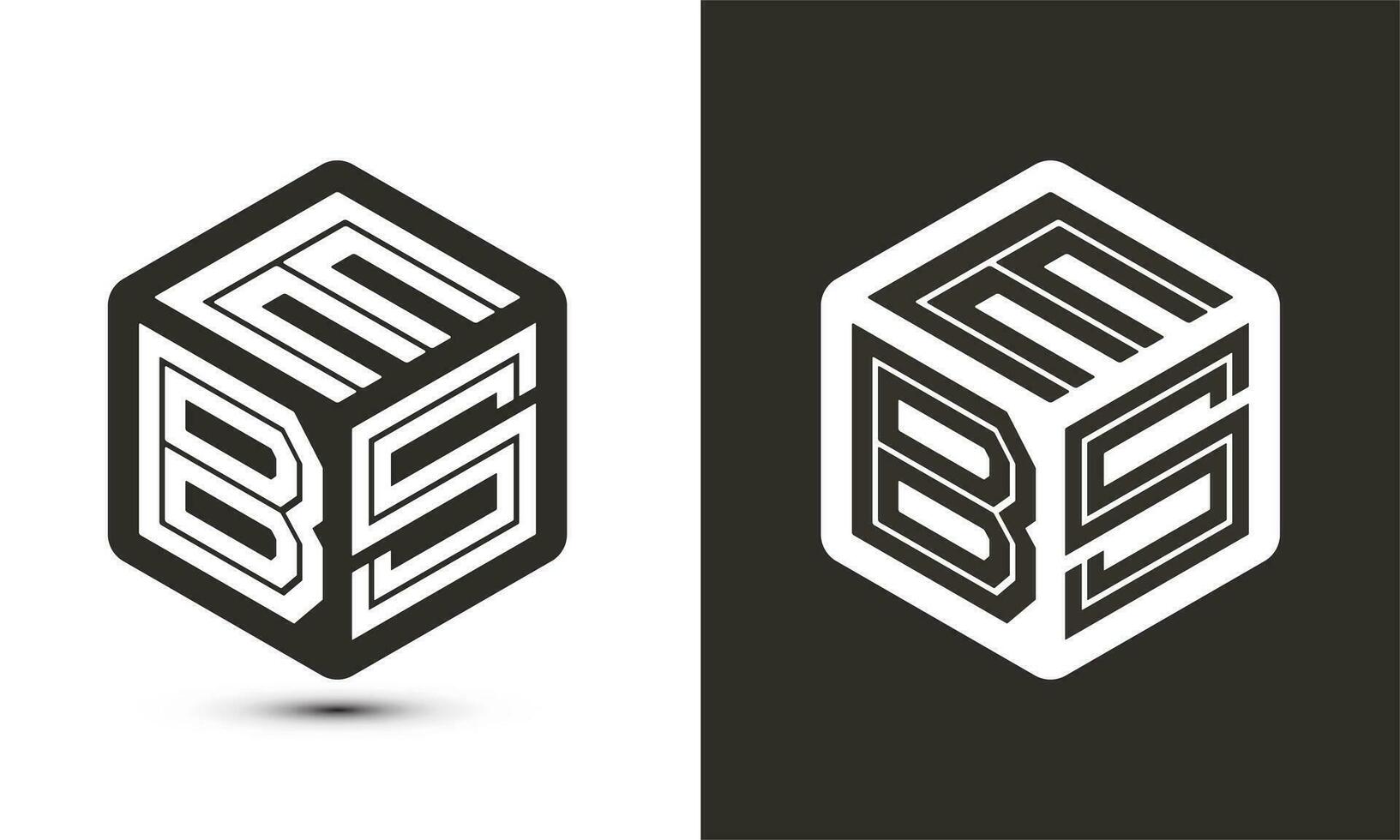 EBS letter logo design with illustrator cube logo, vector logo modern alphabet font overlap style.