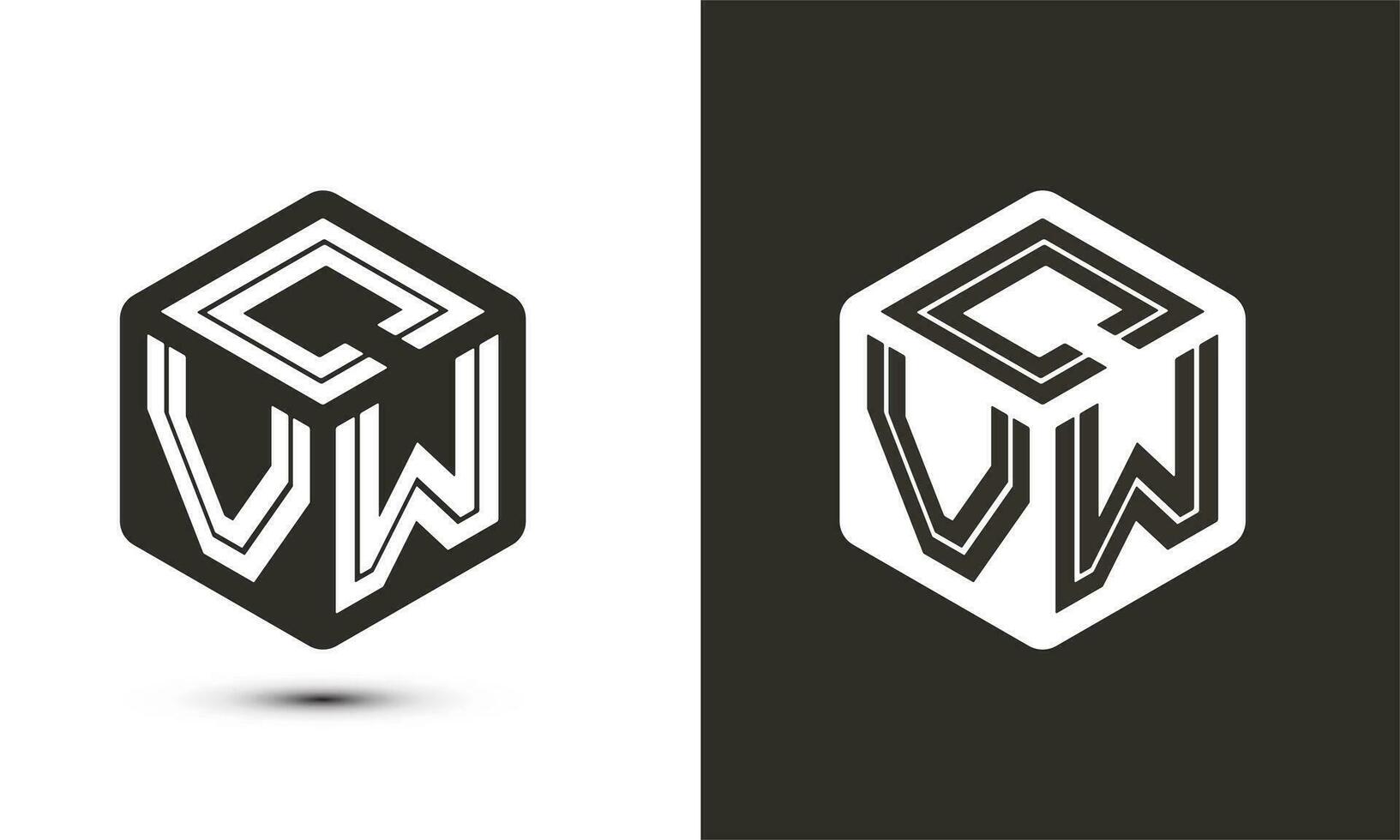 CVW letter logo design with illustrator cube logo, vector logo modern alphabet font overlap style.