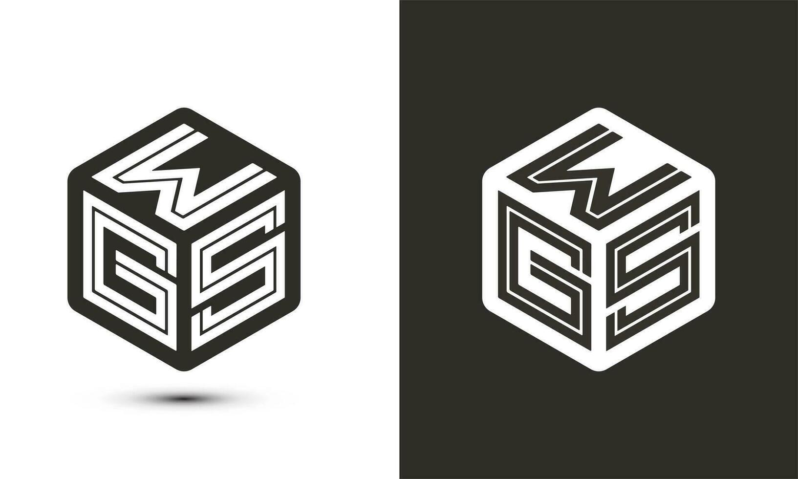 W G S letter logo design with illustrator cube logo, vector logo modern alphabet font overlap style. Premium Business logo icon. White color on black background