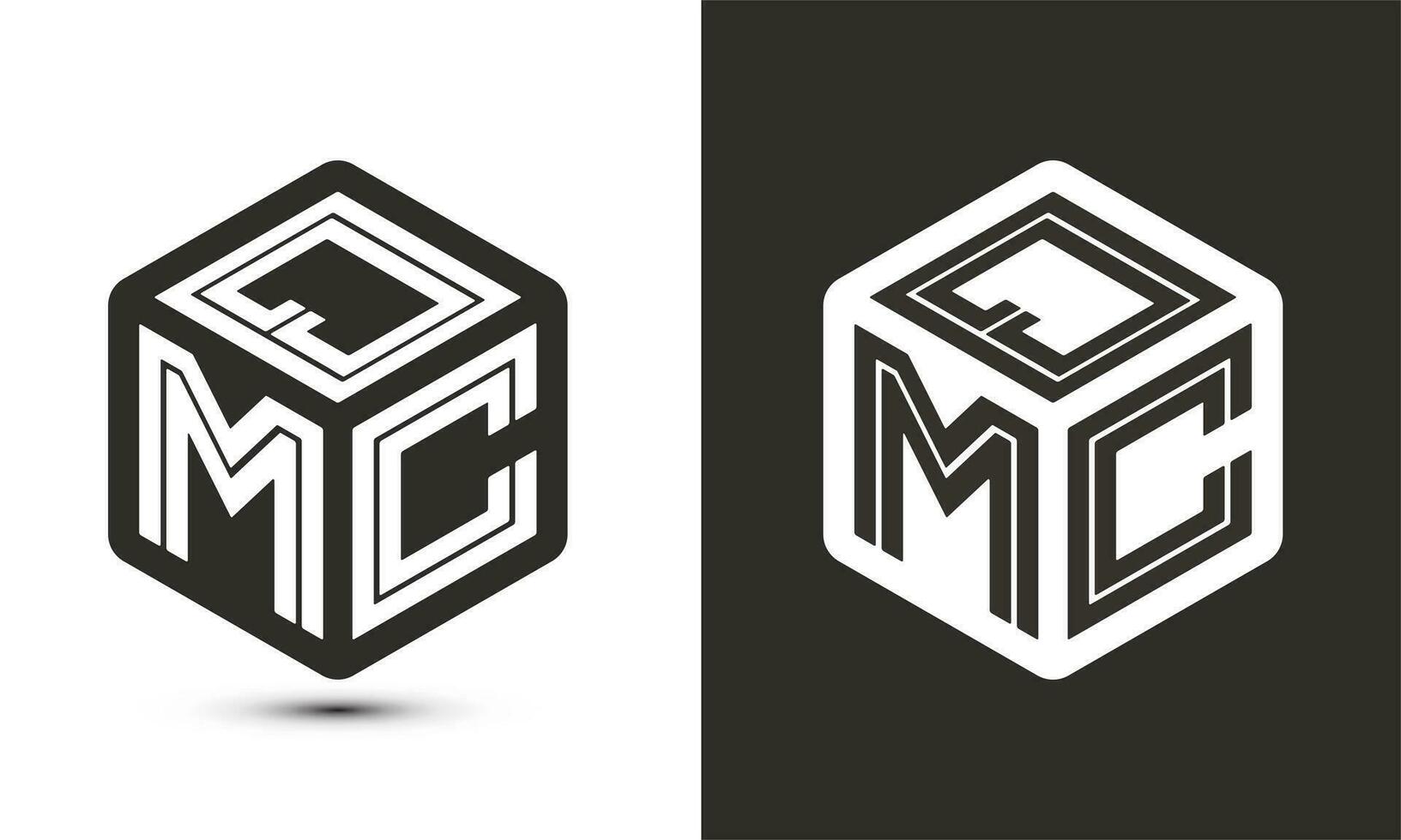 QMC letter logo design with illustrator cube logo, vector logo modern alphabet font overlap style.