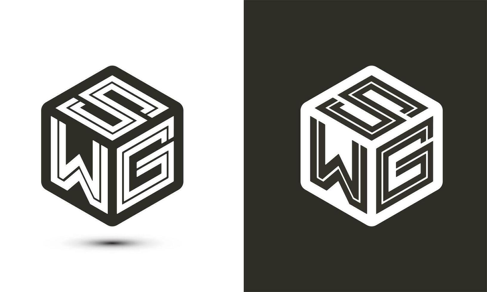 s w sol letra logo diseño con ilustrador cubo logo, vector logo moderno alfabeto fuente superposición estilo. prima negocio logo icono. blanco color en negro antecedentes