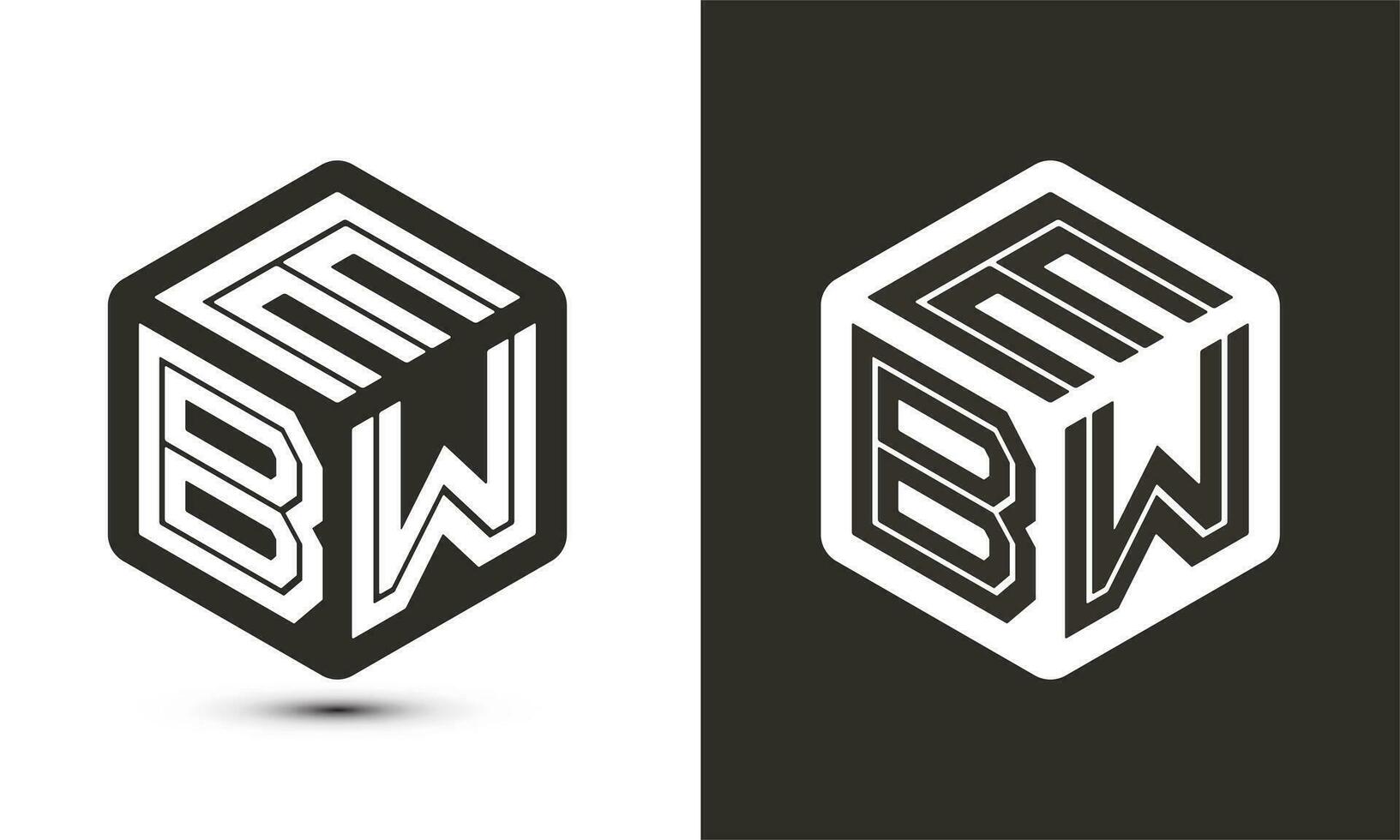 ebw letra logo diseño con ilustrador cubo logo, vector logo moderno alfabeto fuente superposición estilo.