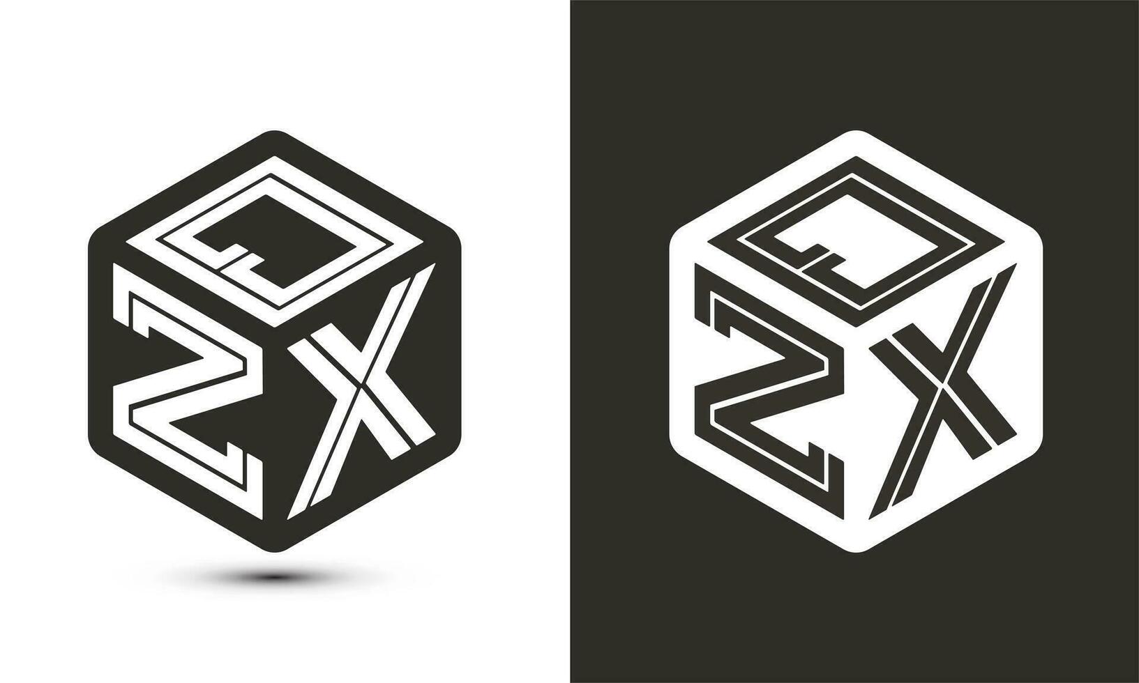 qzx letra logo diseño con ilustrador cubo logo, vector logo moderno alfabeto fuente superposición estilo.