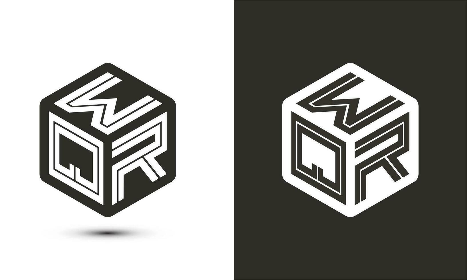 w q r letter logo design with illustrator cube logo, vector logo modern alphabet font overlap style. Premium Business logo icon. White color on black background