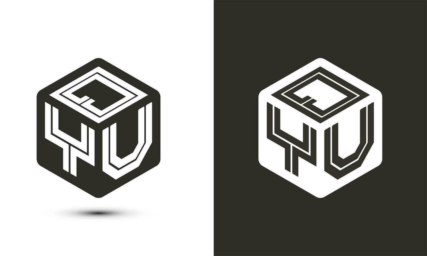 QYU letter logo design with illustrator cube logo, vector logo modern alphabet font overlap style.