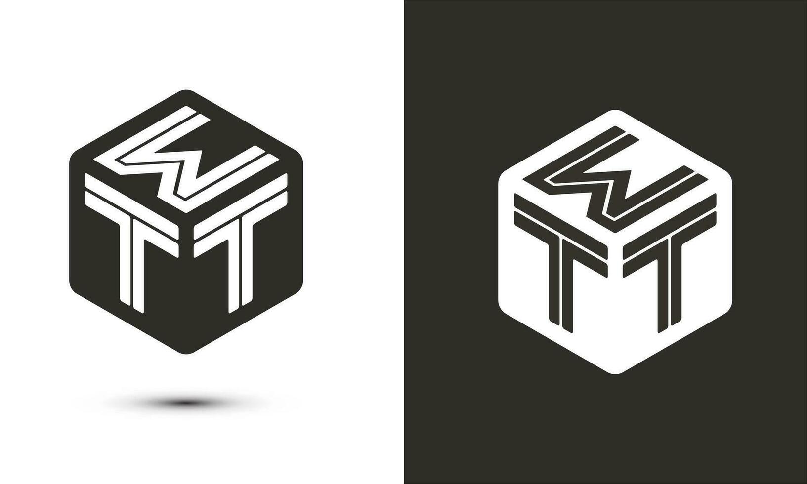 WTT letter logo design with illustrator cube logo, vector logo modern alphabet font overlap style.