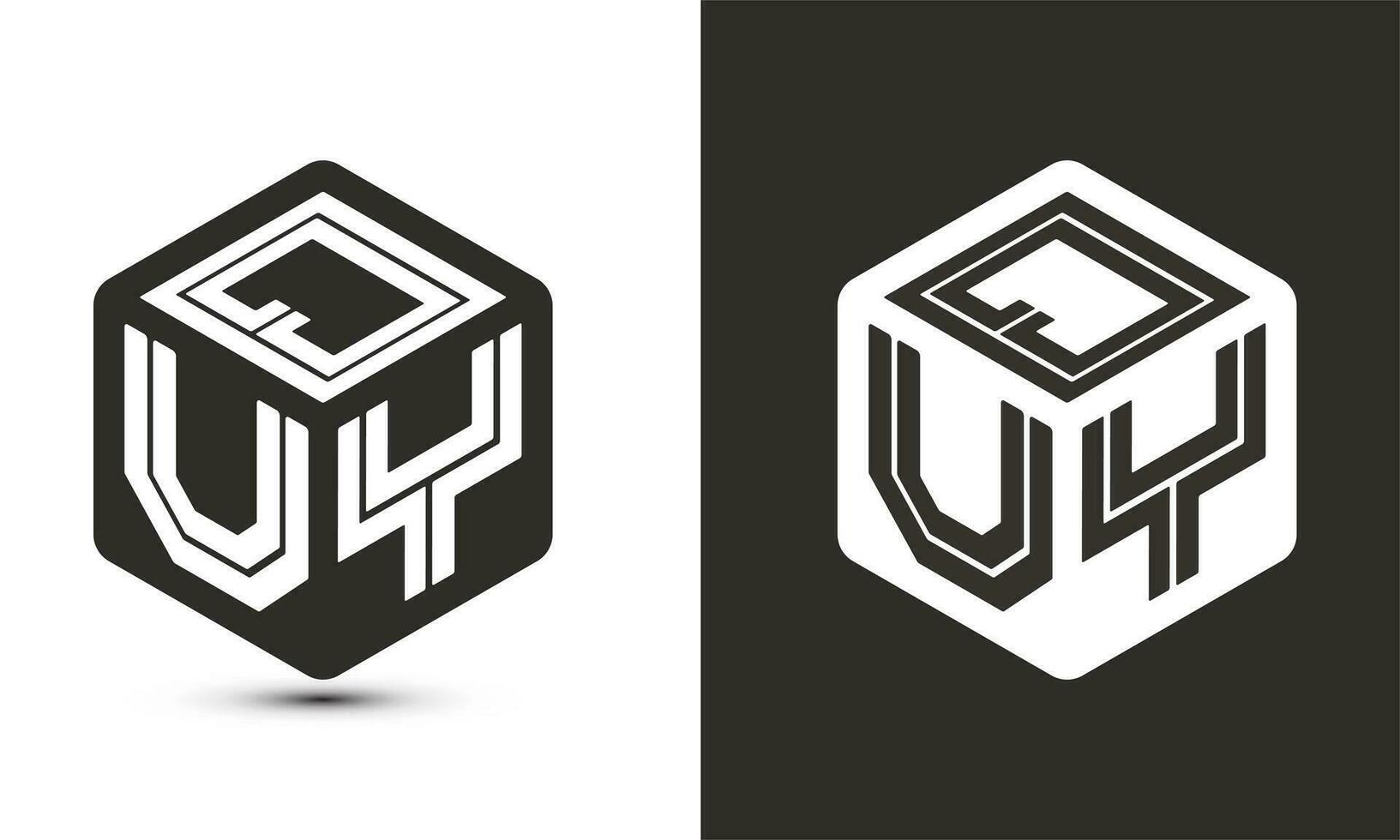 QUY letter logo design with illustrator cube logo, vector logo modern alphabet font overlap style.