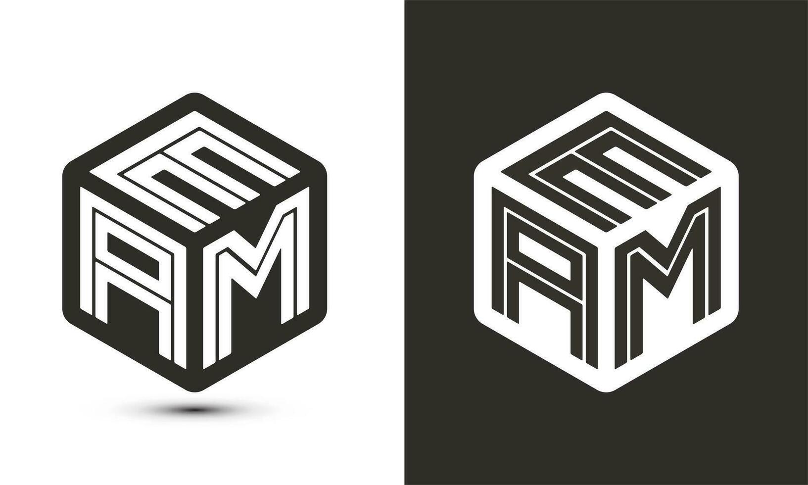 EAM letter logo design with illustrator cube logo, vector logo modern alphabet font overlap style.