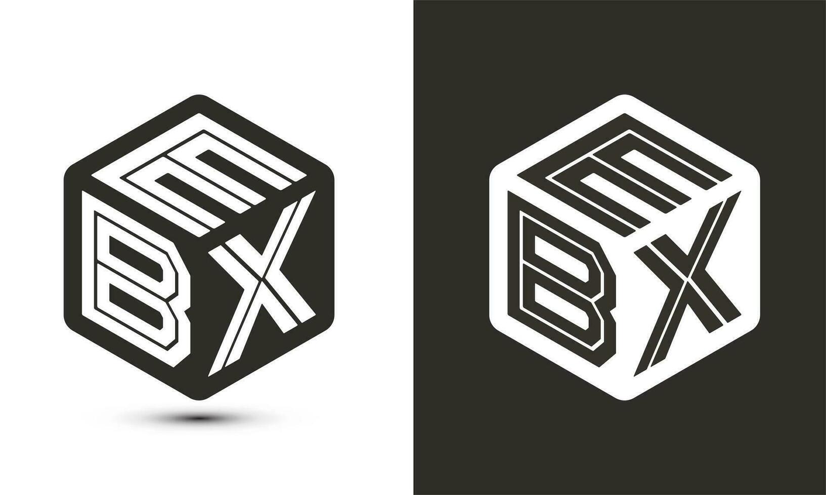 EBX letter logo design with illustrator cube logo, vector logo modern alphabet font overlap style.