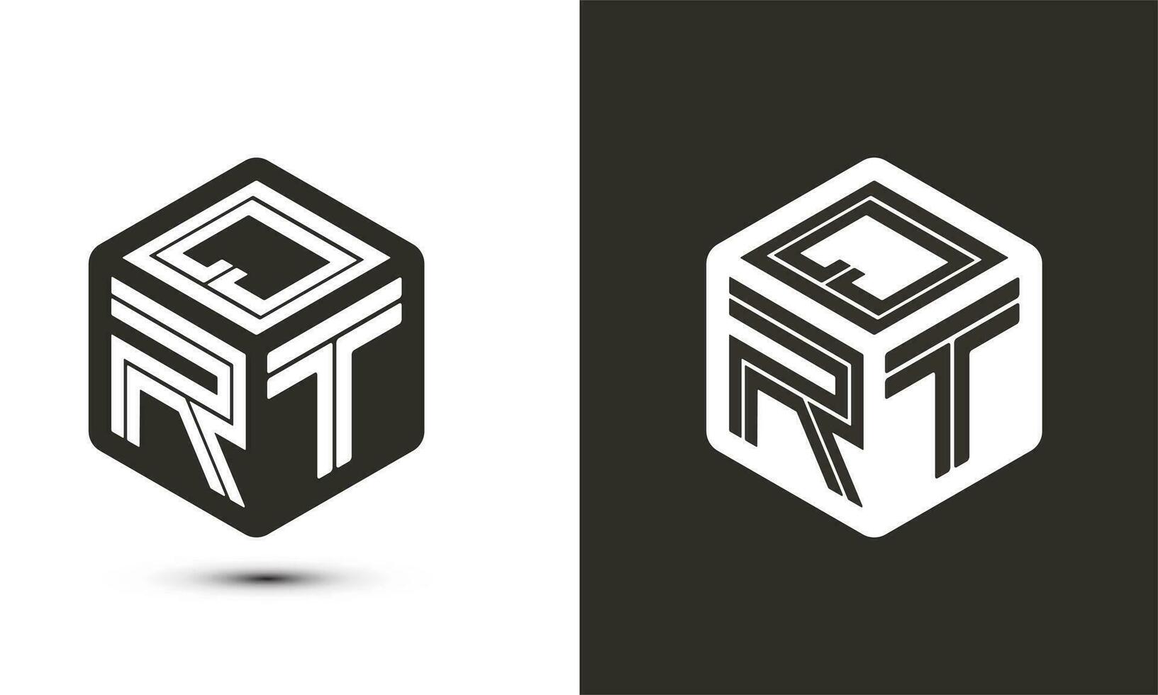 QRT letter logo design with illustrator cube logo, vector logo modern alphabet font overlap style.