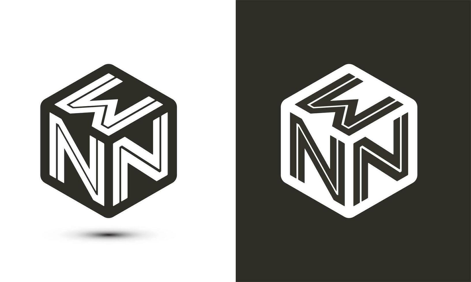 wnn letra logo diseño con ilustrador cubo logo, vector logo moderno alfabeto fuente superposición estilo.