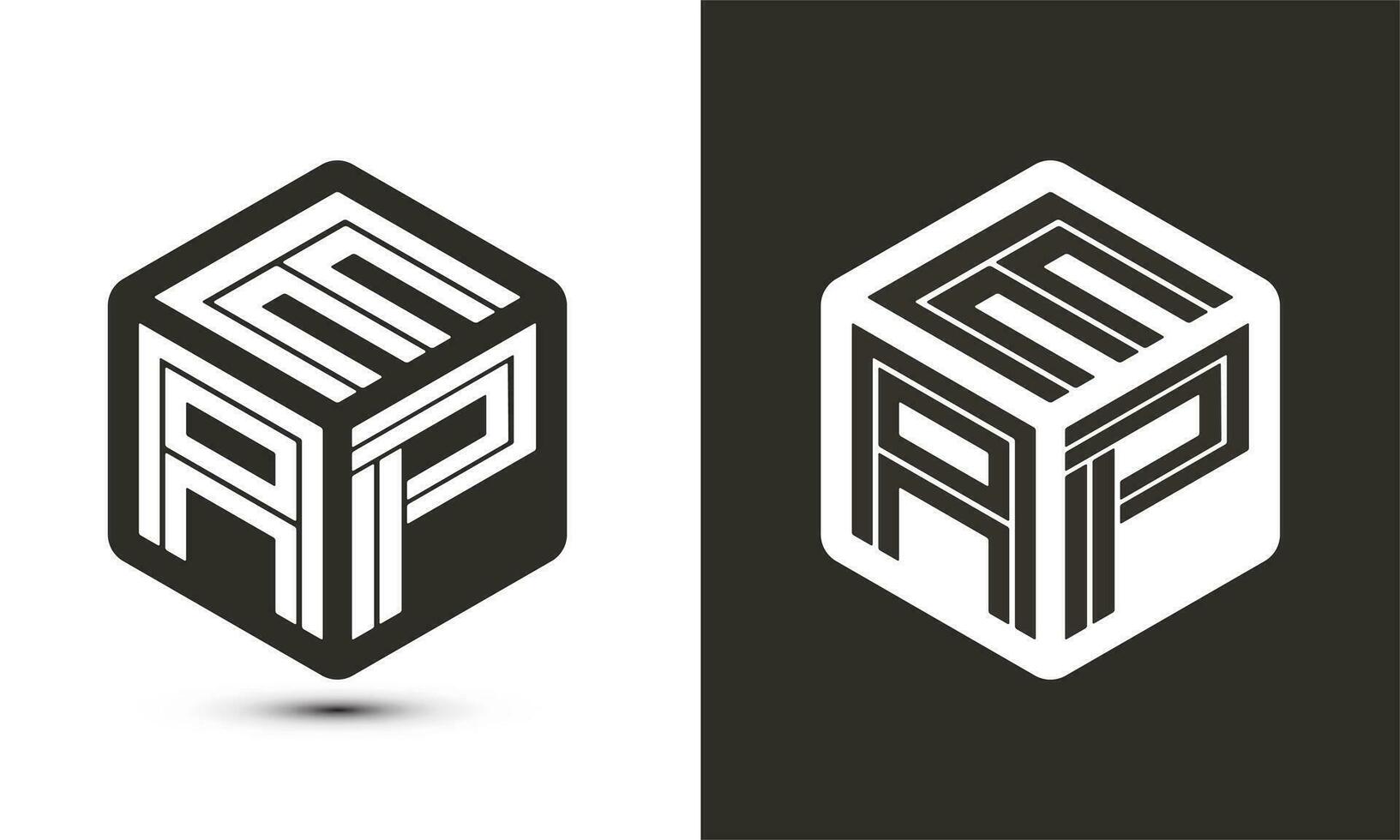 EAP letter logo design with illustrator cube logo, vector logo modern alphabet font overlap style.