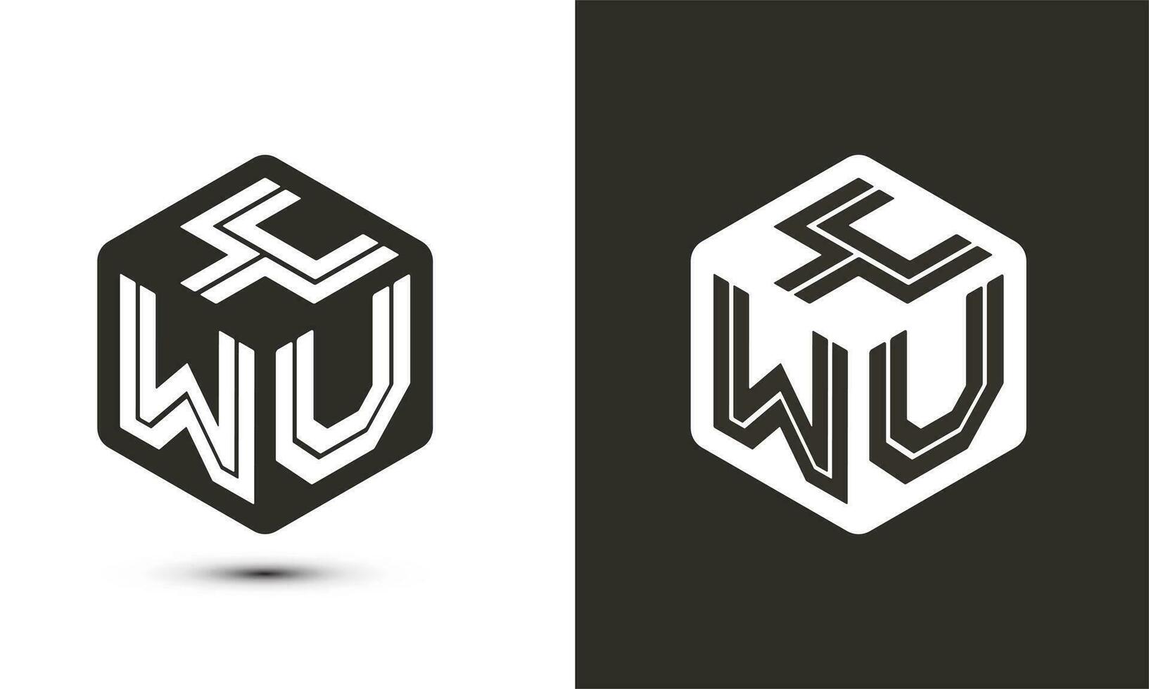 y w u letter logo design with illustrator cube logo, vector logo modern alphabet font overlap style. Premium Business logo icon. White color on black background